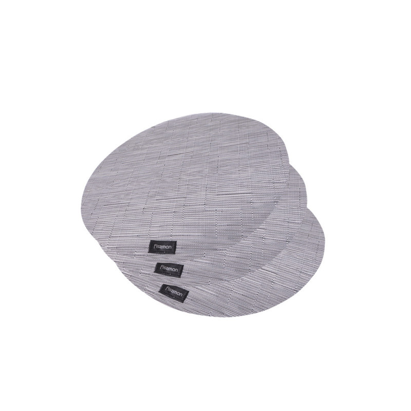 Set of 4 round woven placemats 36 cm (PVC)