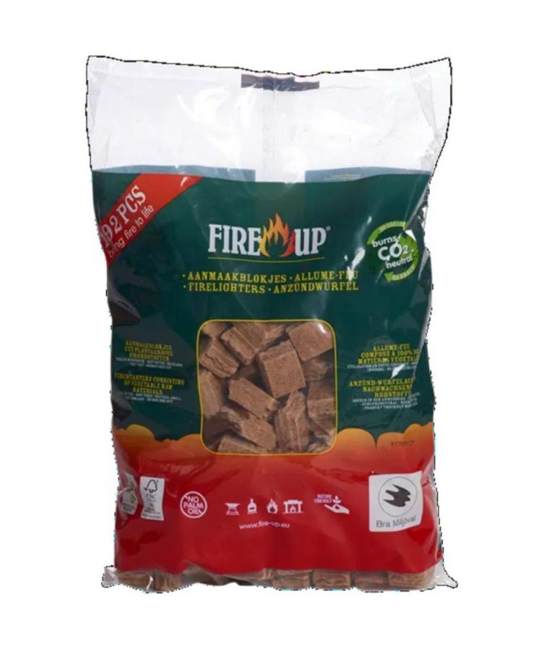 FIRE-UP КУБИКИ ДЛЯ РАЗЖИГА 192GAB, ДРЕВЕСНЫЕ СТРУЖКИ/РАСТИТЕЛЬНЫЙ ВОСК, 2kg/iepak, FIRE UP