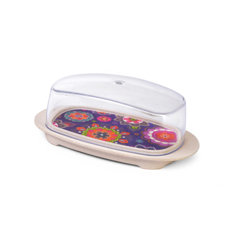 Butter dish PURPUR 18x11x6 cm with plastic cover (bamboo fibre)