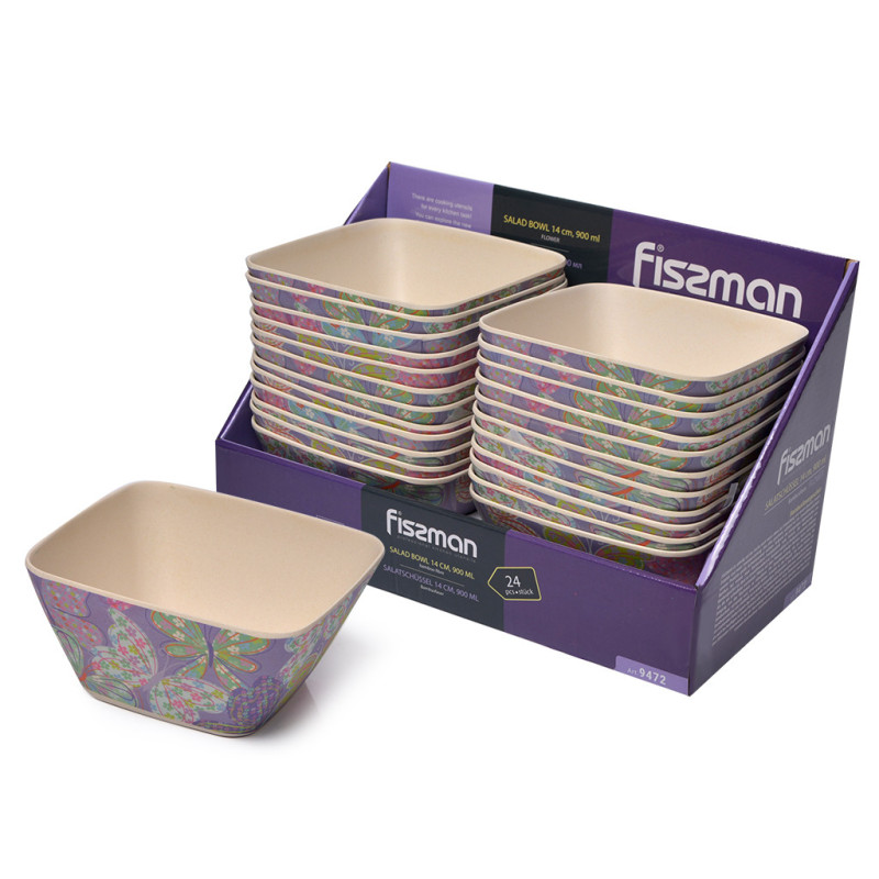 Salad bowl FLOWER 14 cm / 900 ml (bamboo fibre) (24 pcs per display box)