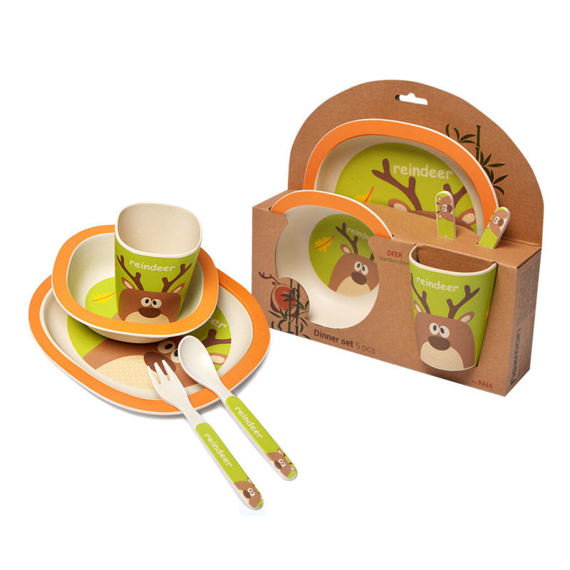 Dinner set DEER 5 pcs (bamboo fibre)