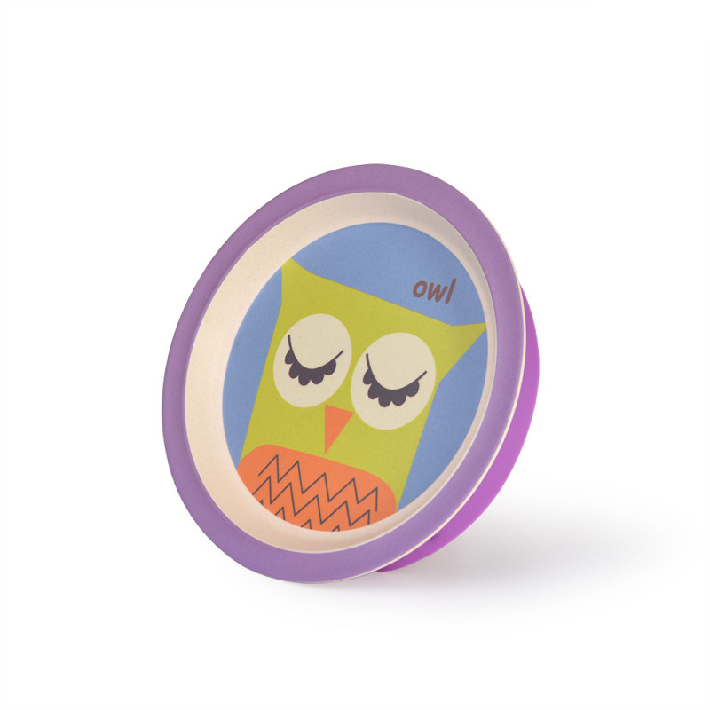 Plate with anti-slip base 20 cm, OWL (bamboo fibre)