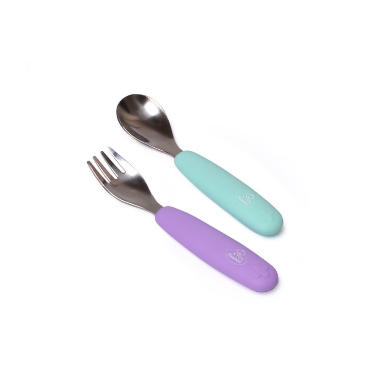 Galda piederumu komplekts KIDS 14 cm nerūsējošais tērauds, silikons)