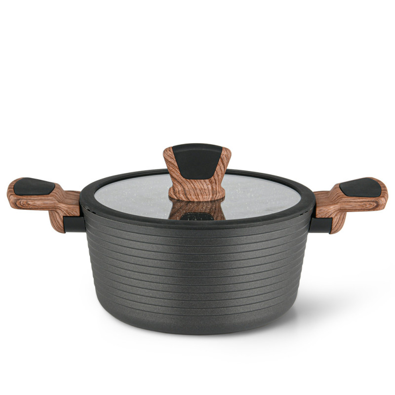 Stockpot DIAMOND 20x10 cm / 2.6 LTR with glass lid (aluminum with non-stick coating)