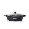 Shallow casserole GRETA 28x8 cm / 4 LTR with glass lid with induction bottom (aluminium with non-stick coating)