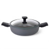 Shallow casserole BRILLIANT 28x7.5 cm / 4.1 LTR with detachable handles and glass lid (aluminum with non-stick coating)