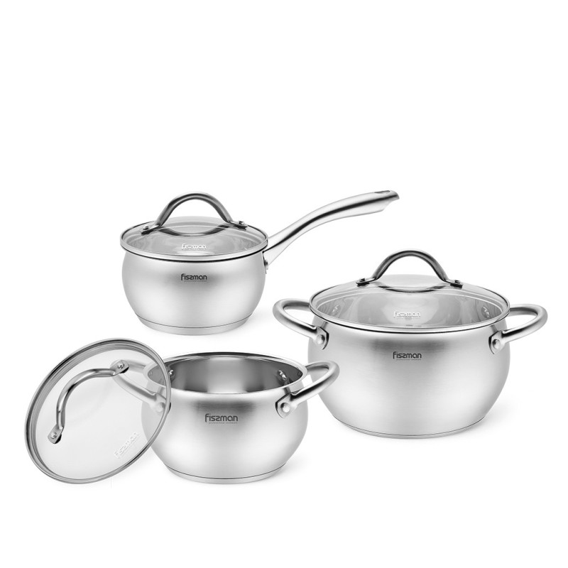 6PCS Cookware set NANCY with glass lids (stainless steel)