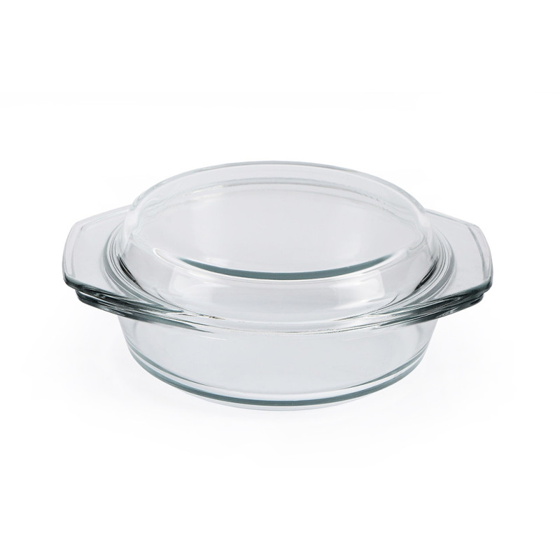 AURELI Round casserole with cover 18x8 cm / 1.0 LTR (borosilicate glass)
