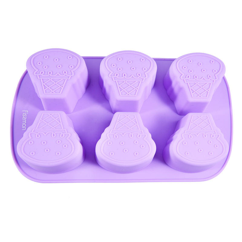 6 cups cake mold ICE CREAM CONE 26.2x16.5x3.5 cm (silicone)