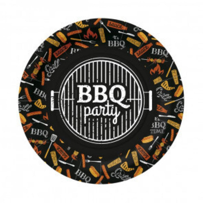 BBQ PARTY BLACK PAPER  DISHES  23CM 10GB, 0.169KG/IEP, Paw Decor Collection