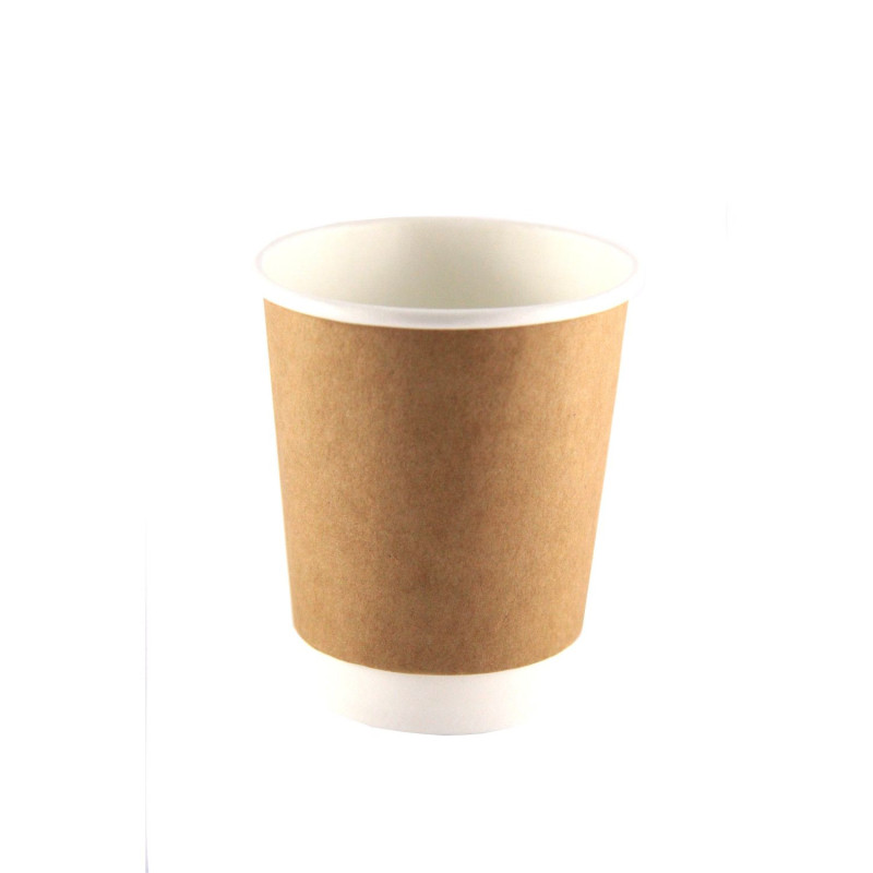 Paper cups disposable HOT NATURAL double wall D80mm 200-250ml 25pcs.