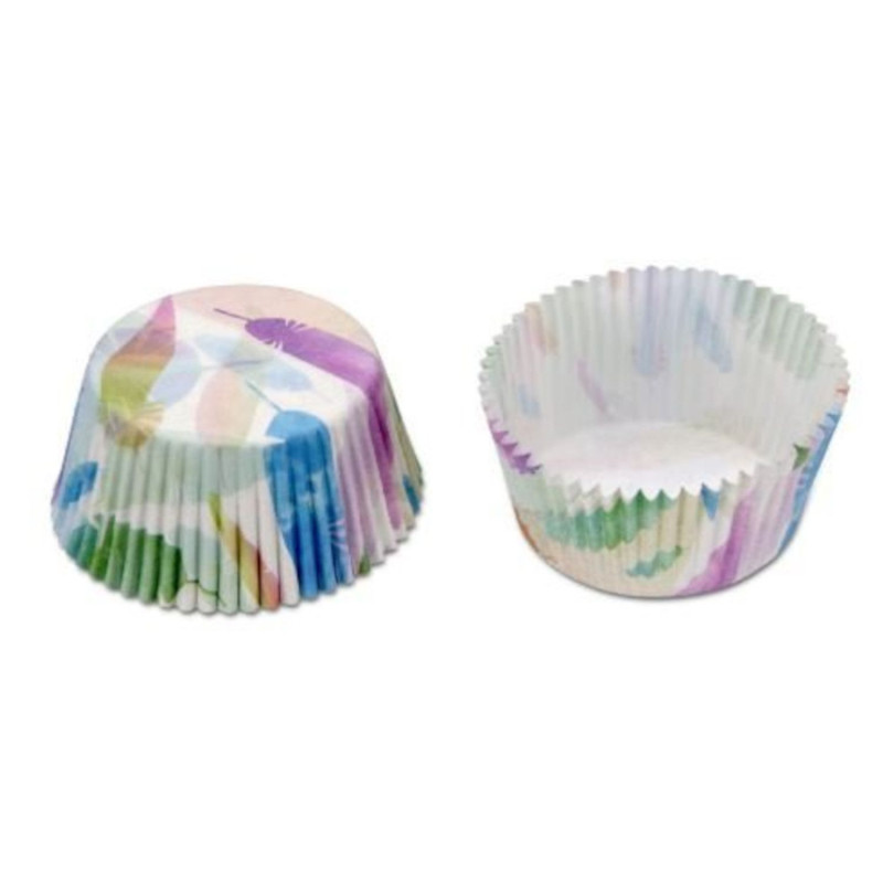 Paper baking cup D5/7 h-3cm 50pcs RAINBOW FEATHERS
