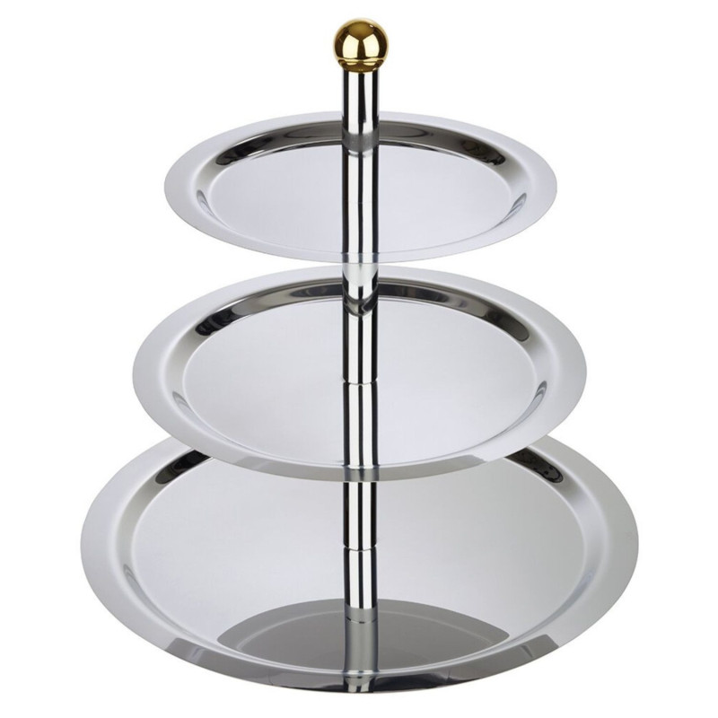 Cake stand FINESSE 2-tier tray golden plated knob D32/48cm h-50cm