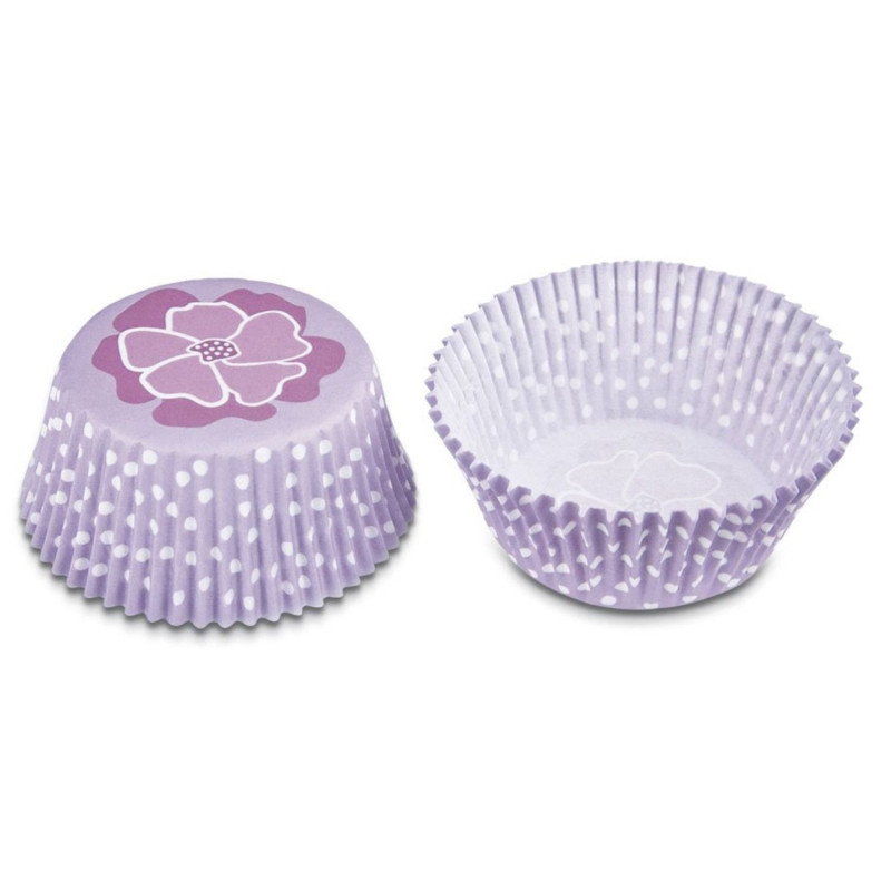 Paper baking cup D5 h-3.2cm 50pcs PURPLE FLOWER