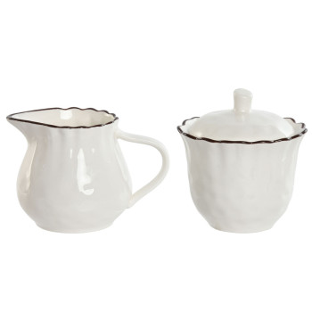 Молочник и сахарница Home ESPRIT Белый Коричневый Фарфор 250 ml 12 x 8,4 x 8 cm 2 Предметы