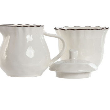 Молочник и сахарница Home ESPRIT Белый Коричневый Фарфор 250 ml 12 x 8,4 x 8 cm 2 Предметы