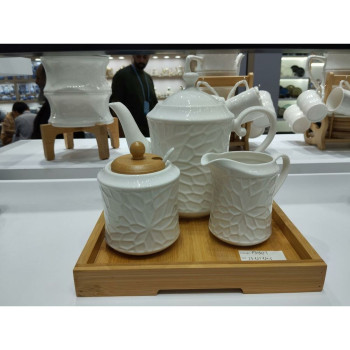 Сахарница Home ESPRIT Белый Бамбук Фарфор 19,5 x 9 x 17 cm 2 Предметы