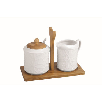 Сахарница Home ESPRIT Белый Бамбук Фарфор 19,5 x 9 x 17 cm 2 Предметы