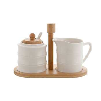 Сахарница Home ESPRIT Белый Бамбук Фарфор 19,5 x 9 x 17 cm 2 Предметы