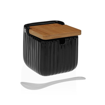 Сахарница Versa Чёрный Керамика Бамбук Dolomite 8,3 x 8,3 x 8,3 cm