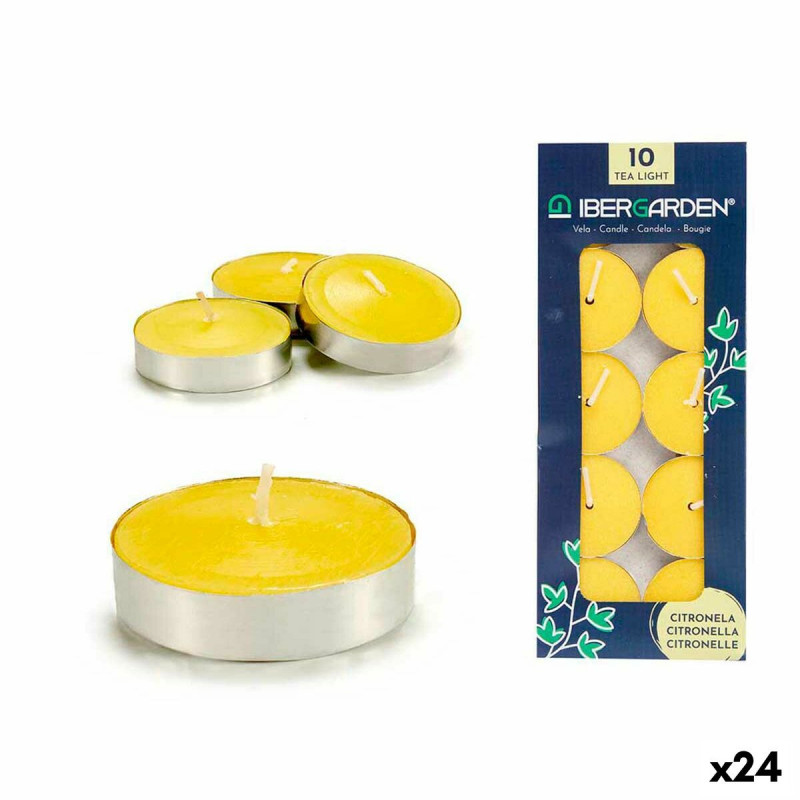 Candle Set Ibergarden HL-1010CIT Yellow Metal Wax Citronela (24 Units),,,