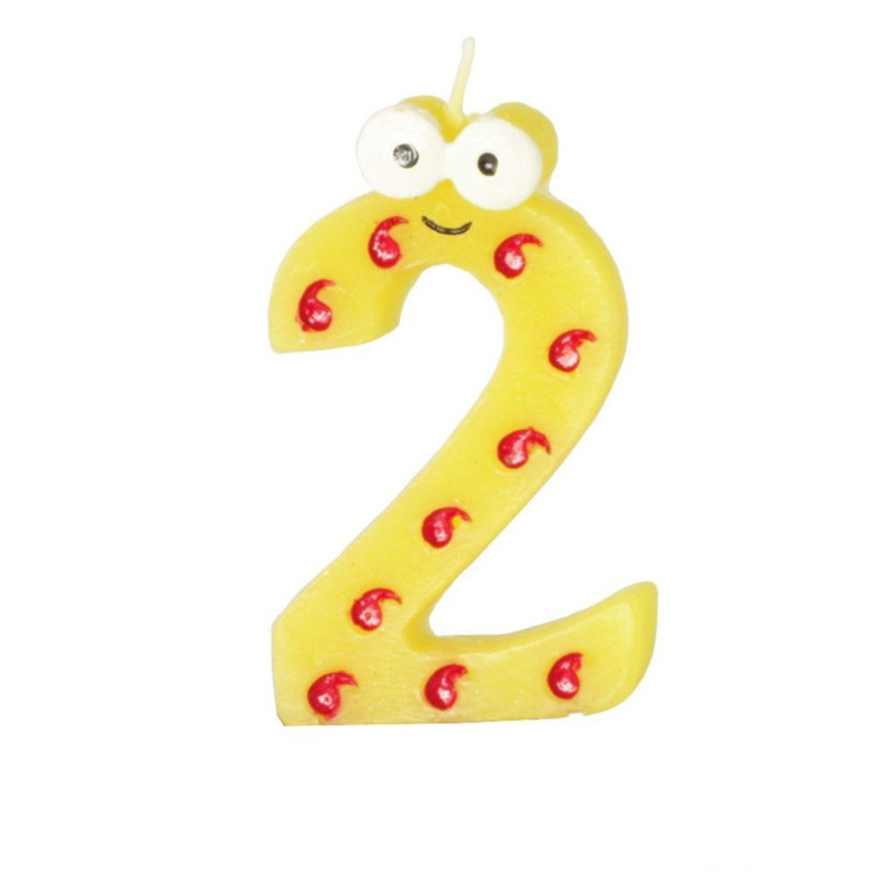 Eri värvi silmadega juubeliküünal-number 2 h-9cm