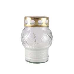 Wind candle in glass dish