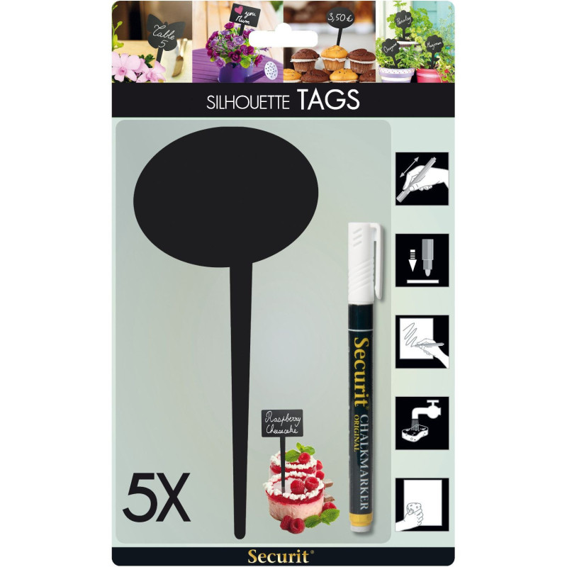 Silhouette bubble chalkboard tags SECURIT 18x8cm 5gb