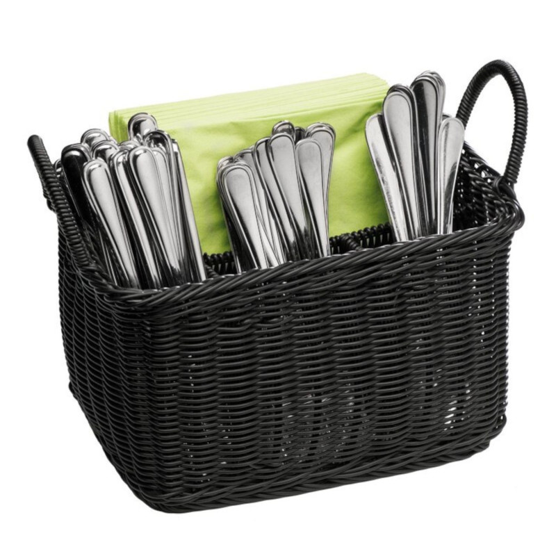 Turētājs galda piederumu četrdaļīgs pīts plastmasas 26x18cm h-15cm melns