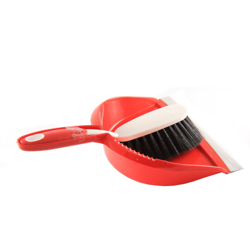 Dustpan set with lip and rubber hand brush