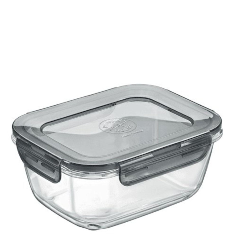 Stiklo talpykla EVOLUTION hermetinis 18x14cm 1000ml pilkas