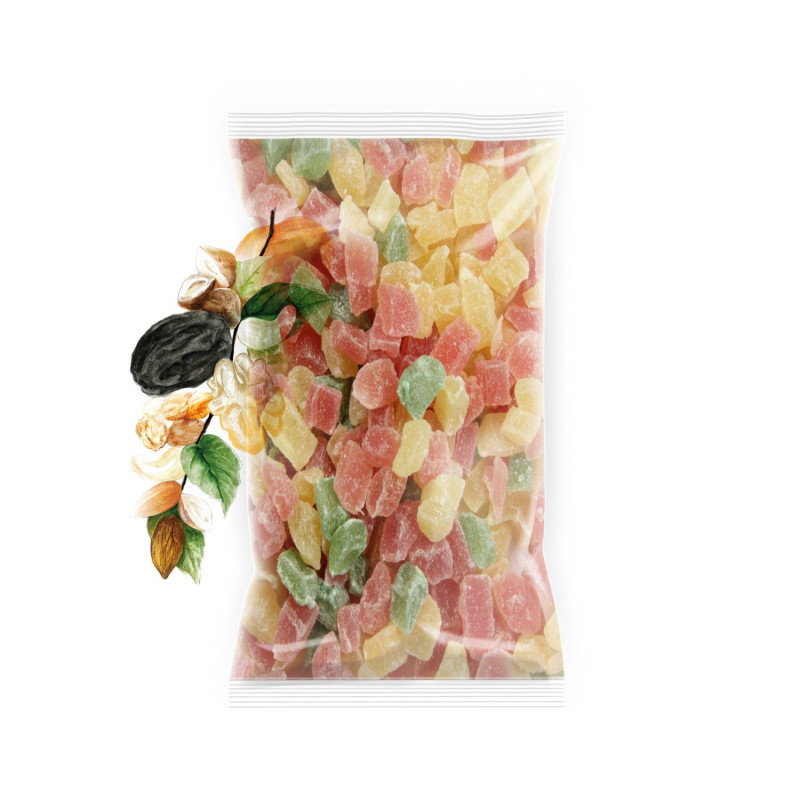 Krāsaini ananasu gabaliņi ar dabīgām krāsvielām 500g