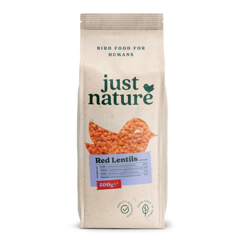 Raudonieji lęšiai be lukštų 500g JUST NATURE