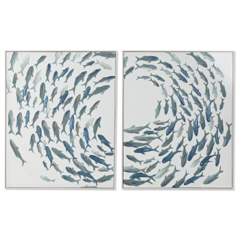 Картина Home ESPRIT Синий Кремовый Спирали 82,5 x 4 x 102,5 cm (2 штук)