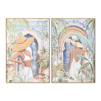 Картина Home ESPRIT Синий Коричневый Зеленый Бежевый Тропический chica 80 x 3,5 x 120 cm (2 штук)