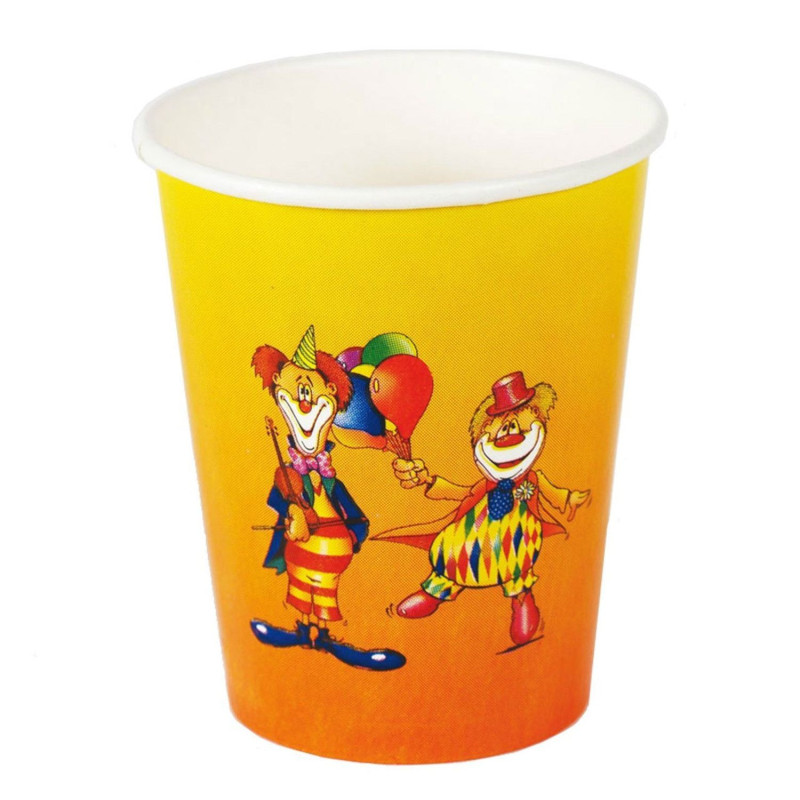 Paper Mugs CLOWN , 200ml, mixed, 10 pcs. set