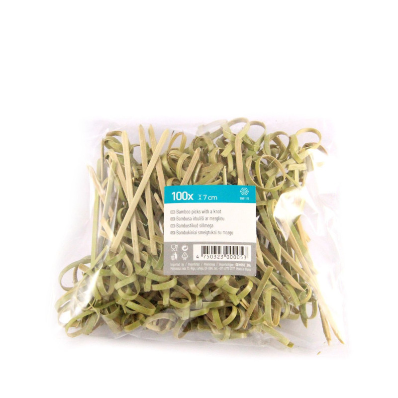 Bamboo picks with a knot 7cm 100pcs