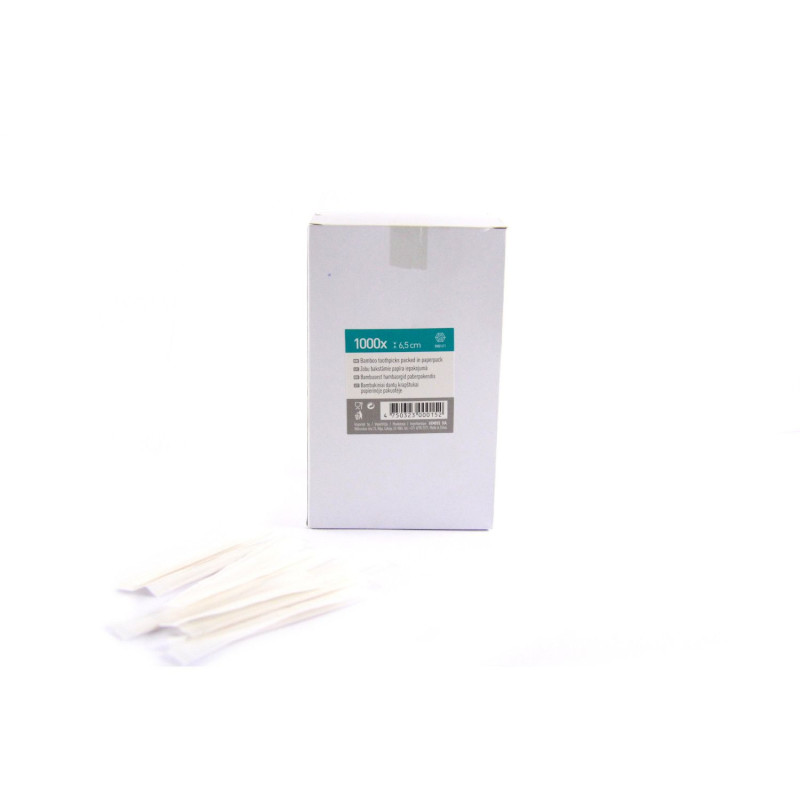 Zobu bakstāmie papīra iepakojumā 6.5cm 1000gb