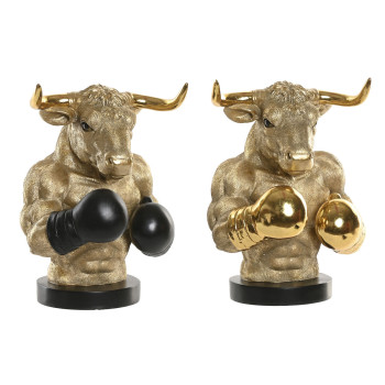 Dekoratyvinė figūrėlė Home ESPRIT Juoda Auksinis Bulius 25,5 X 24,5 X 33,5 CM (2 vnt.),,,