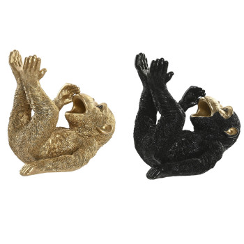 Dekoratyvinė figūrėlė Home ESPRIT Juoda Auksinis Beždžionė 24,5 X 15 X 22,5 CM (2 vnt.),,,