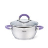 Stockpot ANNETTE 18x9 cm / 2 LTR with glass lid, pouring lip and lid strainer (stainless steel)