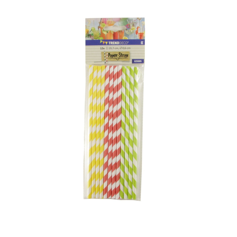 Straws Paper D 0.6cm h-19.7cm 12pcs with stripes