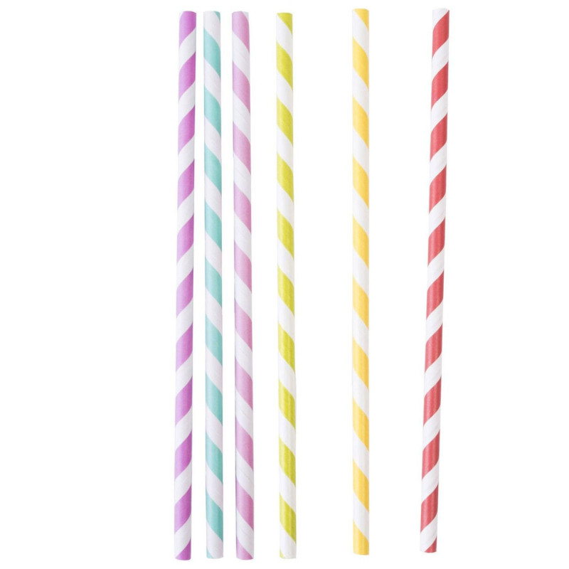 Straws Paper D 0.6cm x-19.7cm 100 pcs with stripes