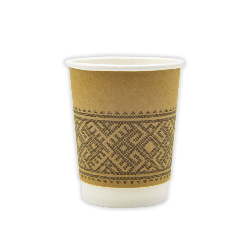 Paper cups disposable ORNAMENT double wall D80mm 200-250ml 25pcs.