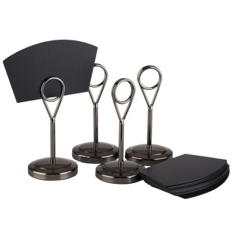Table stands 4 pcs set black Ø 5cm h-10.5cm + 20 labels