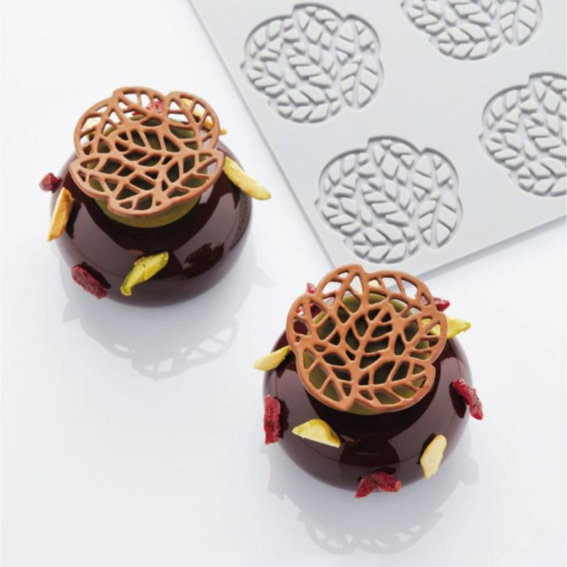 Silicone top mould D50 h-2mm 15x2.1ml LEAVES