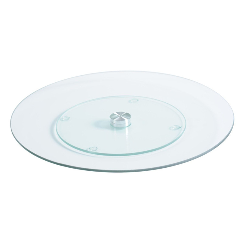 Glass tray D 32cm, h-3cm rotating