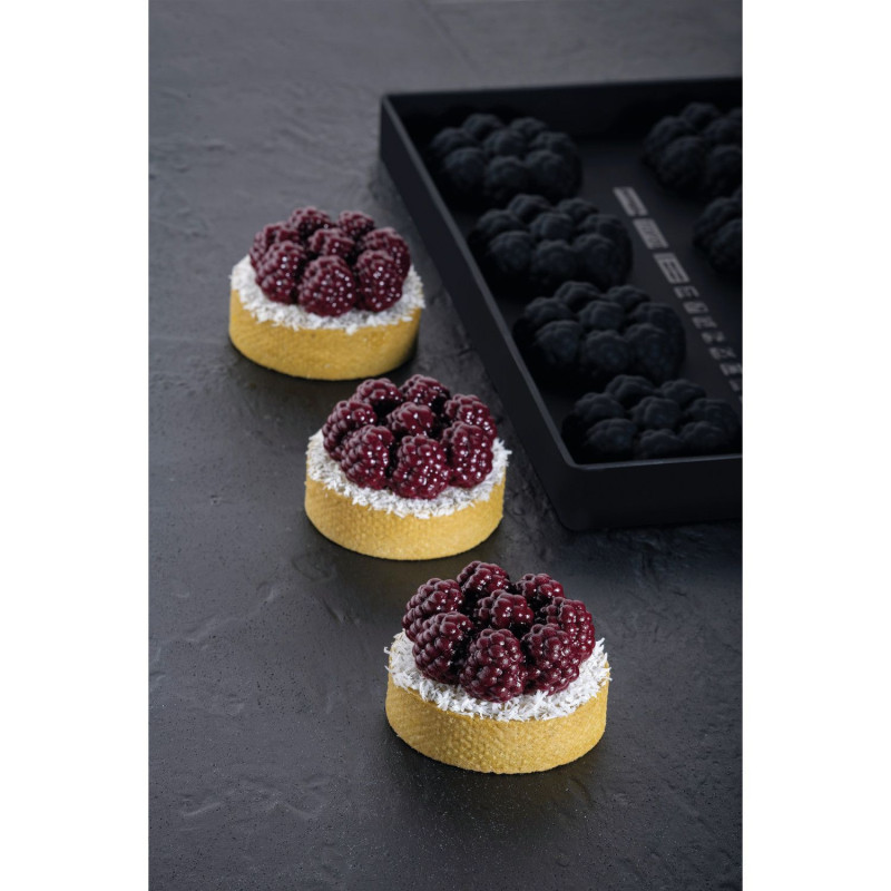 Silicone top mould for single-serving portions MINI RAVEN Laghi and Caridi - 8 indents Ø mm 60x23 h vol. ~ 40 ml - mould dim mm 