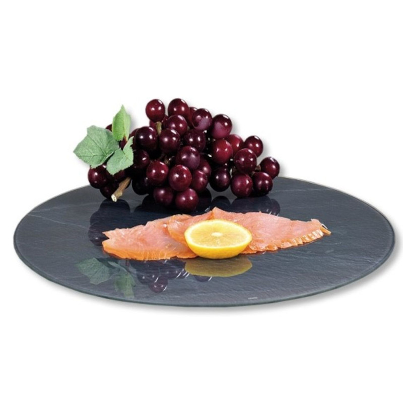 Dark Glass tray D 35cm, h-3cm rotating