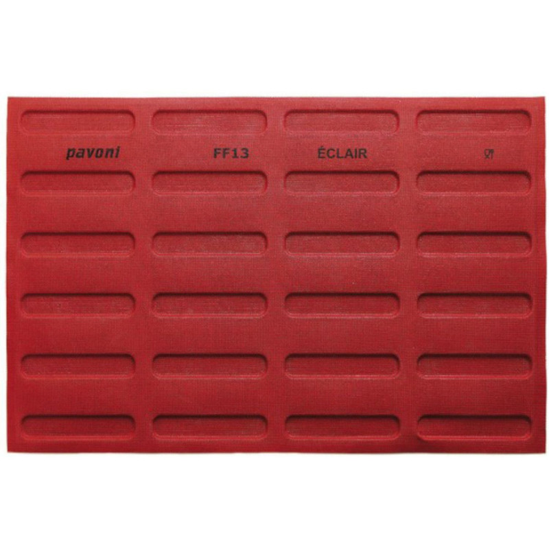 FORMASIL micro perforated silicon mould 400 x 300 mm - 12 éclair indents 125 x 25 x h 5 mm